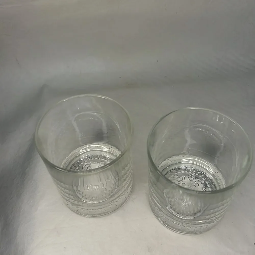 Crown Royal Rocks Glasses 8 Ounces Each 3 In Round 3 3/4!Tall Set Of 2 Stamped
